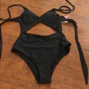 Black one piece cut out swim suit